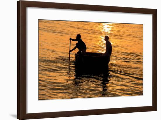 Fisherman Landing the Night Catch. Vietnam, Indochina-Tom Norring-Framed Photographic Print