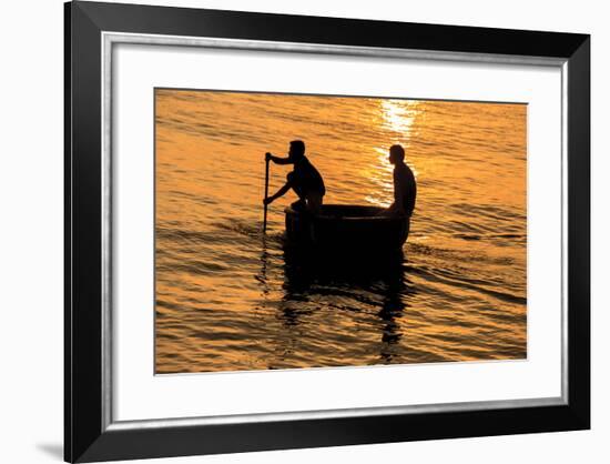 Fisherman Landing the Night Catch. Vietnam, Indochina-Tom Norring-Framed Photographic Print