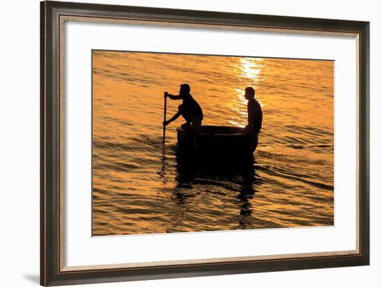 Fisherman Landing the Night Catch. Vietnam, Indochina-Tom Norring-Framed Photographic Print