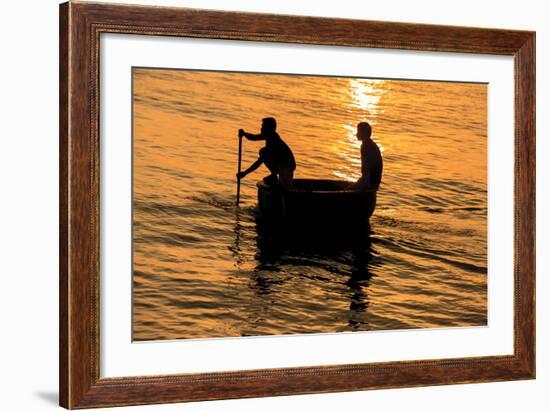 Fisherman Landing the Night Catch. Vietnam, Indochina-Tom Norring-Framed Photographic Print