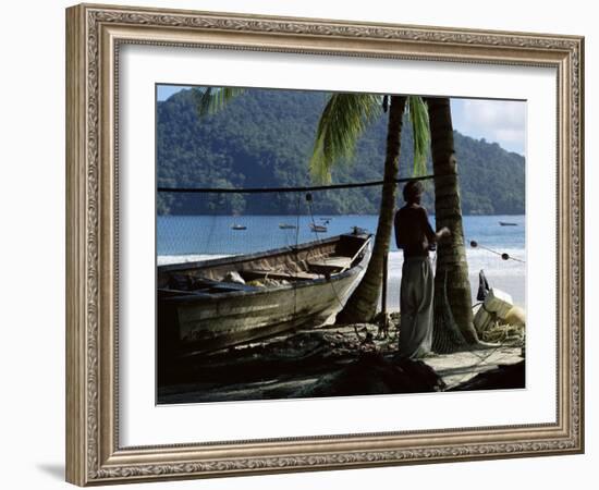 Fisherman, Maracas Bay, Northern Coast, Trinidad, West Indies, Central America-Aaron McCoy-Framed Photographic Print