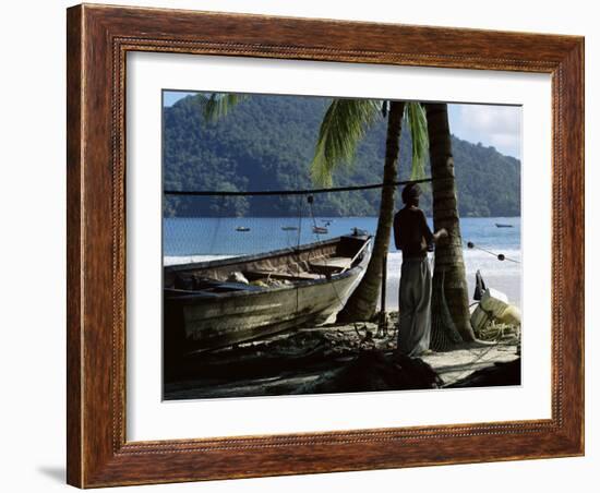 Fisherman, Maracas Bay, Northern Coast, Trinidad, West Indies, Central America-Aaron McCoy-Framed Photographic Print