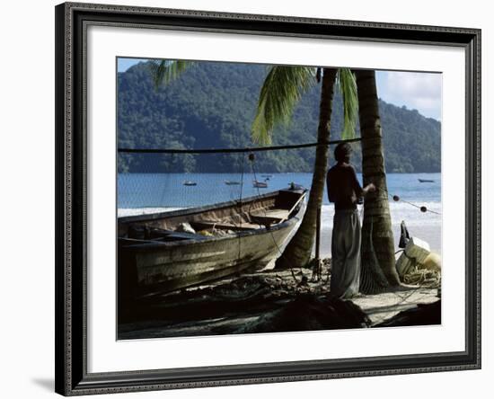 Fisherman, Maracas Bay, Northern Coast, Trinidad, West Indies, Central America-Aaron McCoy-Framed Photographic Print