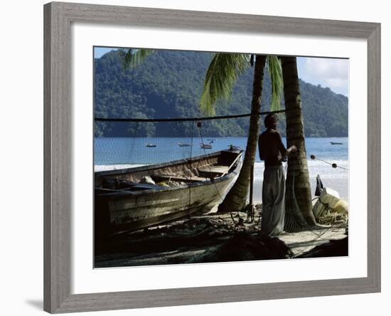 Fisherman, Maracas Bay, Northern Coast, Trinidad, West Indies, Central America-Aaron McCoy-Framed Photographic Print