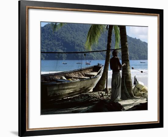 Fisherman, Maracas Bay, Northern Coast, Trinidad, West Indies, Central America-Aaron McCoy-Framed Photographic Print