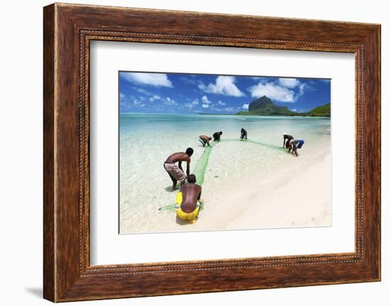 Fisherman on a Beach Being Overlooked by the Basaltic Monolith, Indian Ocean-Jordan Banks-Framed Photographic Print