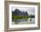 Fisherman on bamboo raft on Mingshi River at sunset, Mingshi, Guangxi Province, China-Keren Su-Framed Photographic Print