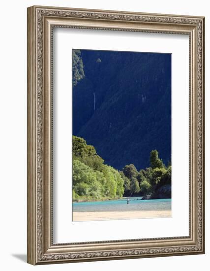 Fisherman on the Puelo River, northern Patagonia, Chile, South America-Alex Robinson-Framed Photographic Print