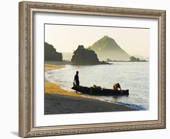 Fisherman Returning to Kuta Beach with His Daily Catch, Kuta Lombok, Indonesia, Southeast Asia-Matthew Williams-Ellis-Framed Photographic Print