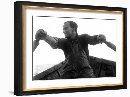 Fisherman Rowing Boat, Alaska Coast, Undated-Asahel Curtis-Framed Giclee Print