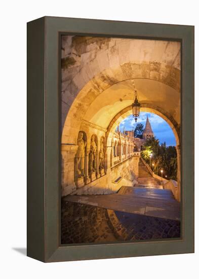 Fisherman's Bastion at Night, Buda, Budapest, Hungary-Jim Engelbrecht-Framed Premier Image Canvas