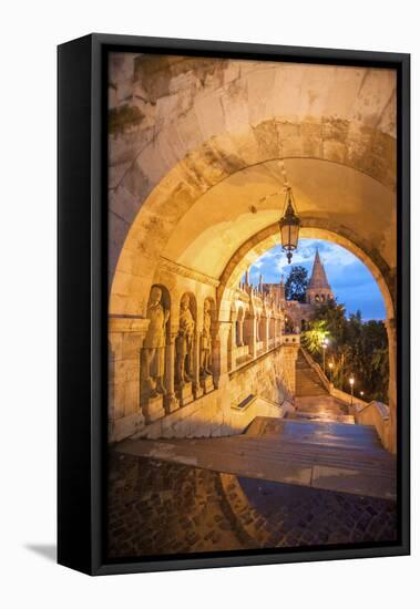 Fisherman's Bastion at Night, Buda, Budapest, Hungary-Jim Engelbrecht-Framed Premier Image Canvas