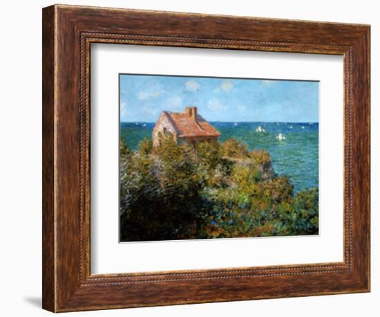 Fisherman's Cottage on the Cliffs at Var-Claude Monet-Framed Art Print
