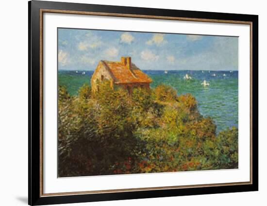 Fisherman's Cottage on the Cliffs at Varengeville-Claude Monet-Framed Art Print