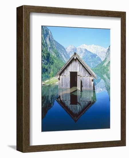 Fisherman's house in the Ober Lake, Bavaria, Germany-Herbert Kehrer-Framed Photographic Print