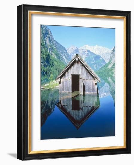 Fisherman's house in the Ober Lake, Bavaria, Germany-Herbert Kehrer-Framed Photographic Print