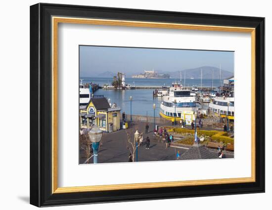 Fisherman's Warf with Alcatraz in the Background-Miles-Framed Photographic Print