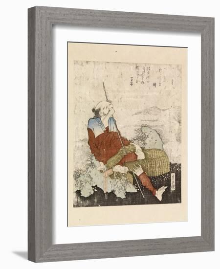 Fisherman Smoking Beside a Stream, C.1835-Katsushika Hokusai-Framed Giclee Print