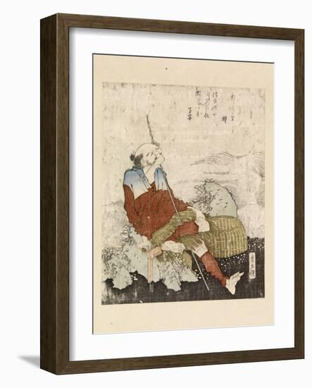 Fisherman Smoking Beside a Stream, C.1835-Katsushika Hokusai-Framed Giclee Print