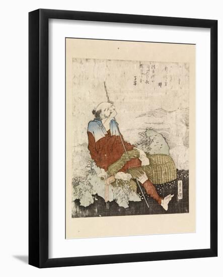 Fisherman Smoking Beside a Stream, C.1835-Katsushika Hokusai-Framed Giclee Print