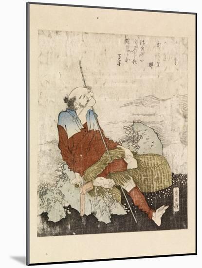 Fisherman Smoking Beside a Stream, C.1835-Katsushika Hokusai-Mounted Giclee Print