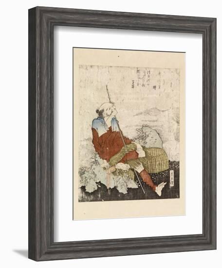 Fisherman Smoking Beside a Stream, C.1835-Katsushika Hokusai-Framed Giclee Print