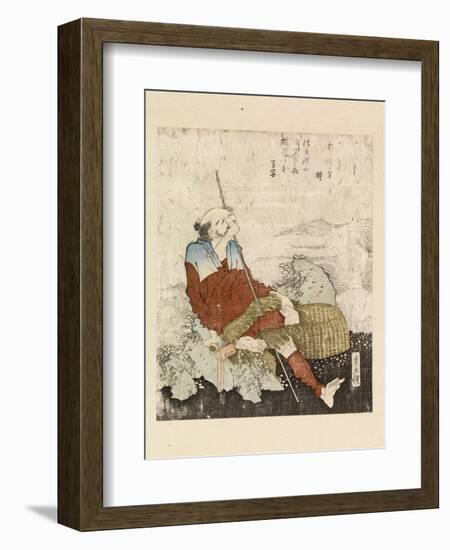 Fisherman Smoking Beside a Stream, C.1835-Katsushika Hokusai-Framed Giclee Print