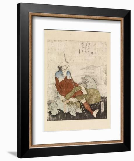 Fisherman Smoking Beside a Stream, C.1835-Katsushika Hokusai-Framed Giclee Print