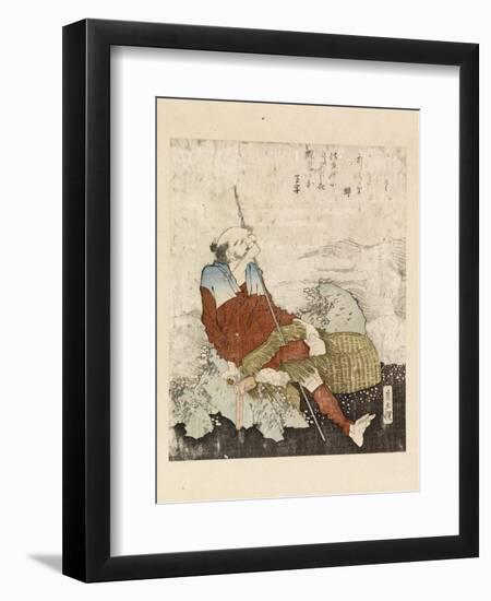 Fisherman Smoking Beside a Stream, C.1835-Katsushika Hokusai-Framed Giclee Print