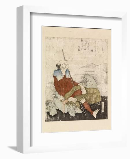 Fisherman Smoking Beside a Stream, C.1835-Katsushika Hokusai-Framed Giclee Print