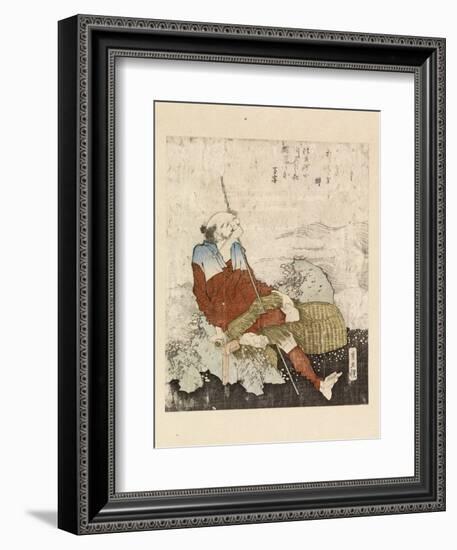 Fisherman Smoking Beside a Stream, C.1835-Katsushika Hokusai-Framed Giclee Print