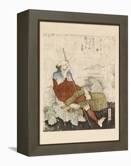 Fisherman Smoking Beside a Stream, C.1835-Katsushika Hokusai-Framed Premier Image Canvas
