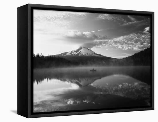 Fisherman, Trillium Lake, Mt Hood National Forest, Mt Hood Wilderness Area, Oregon, USA-Adam Jones-Framed Premier Image Canvas