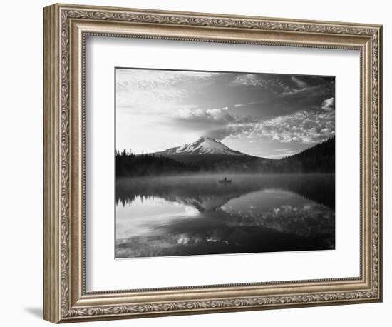 Fisherman, Trillium Lake, Mt Hood National Forest, Mt Hood Wilderness Area, Oregon, USA-Adam Jones-Framed Photographic Print
