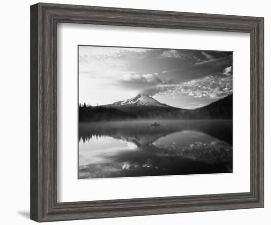 Fisherman, Trillium Lake, Mt Hood National Forest, Mt Hood Wilderness Area, Oregon, USA-Adam Jones-Framed Photographic Print