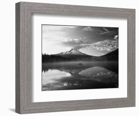 Fisherman, Trillium Lake, Mt Hood National Forest, Mt Hood Wilderness Area, Oregon, USA-Adam Jones-Framed Photographic Print