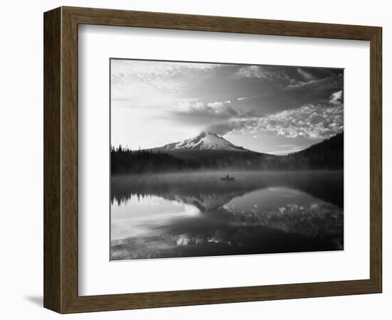 Fisherman, Trillium Lake, Mt Hood National Forest, Mt Hood Wilderness Area, Oregon, USA-Adam Jones-Framed Photographic Print