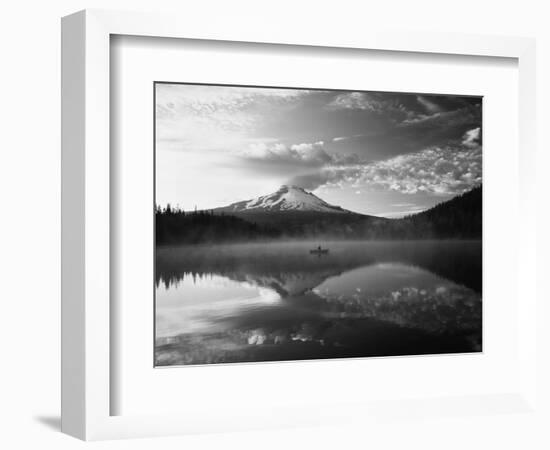 Fisherman, Trillium Lake, Mt Hood National Forest, Mt Hood Wilderness Area, Oregon, USA-Adam Jones-Framed Photographic Print