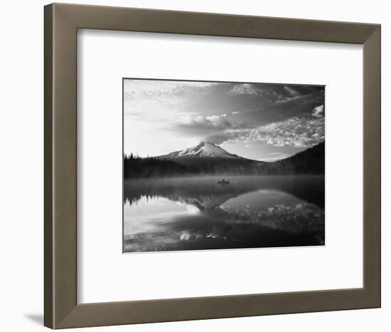 Fisherman, Trillium Lake, Mt Hood National Forest, Mt Hood Wilderness Area, Oregon, USA-Adam Jones-Framed Photographic Print