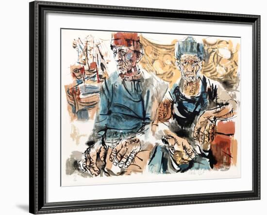 Fishermen at Docks from People in Israel-Moshe Gat-Framed Limited Edition