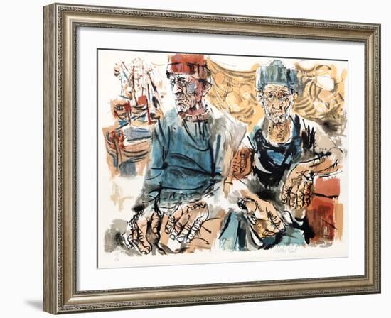 Fishermen at Docks from People in Israel-Moshe Gat-Framed Limited Edition