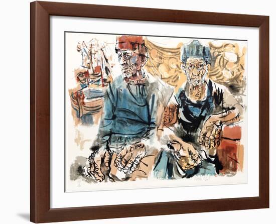 Fishermen at Docks from People in Israel-Moshe Gat-Framed Limited Edition