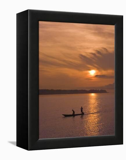 Fishermen at Sunset on the Amazon River, Brazil, South America-Nico Tondini-Framed Premier Image Canvas