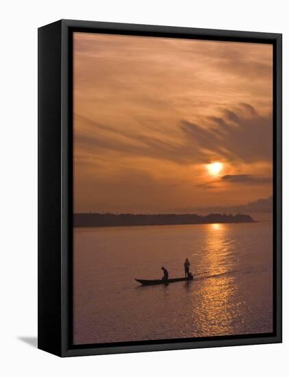 Fishermen at Sunset on the Amazon River, Brazil, South America-Nico Tondini-Framed Premier Image Canvas