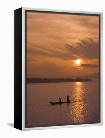 Fishermen at Sunset on the Amazon River, Brazil, South America-Nico Tondini-Framed Premier Image Canvas