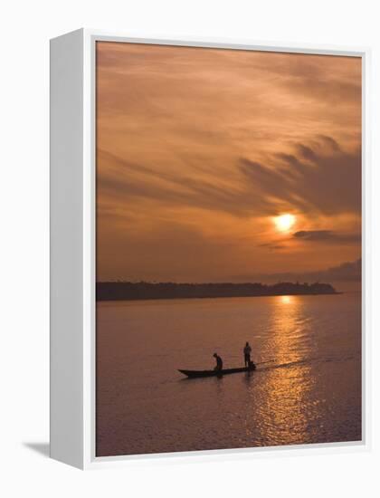 Fishermen at Sunset on the Amazon River, Brazil, South America-Nico Tondini-Framed Premier Image Canvas