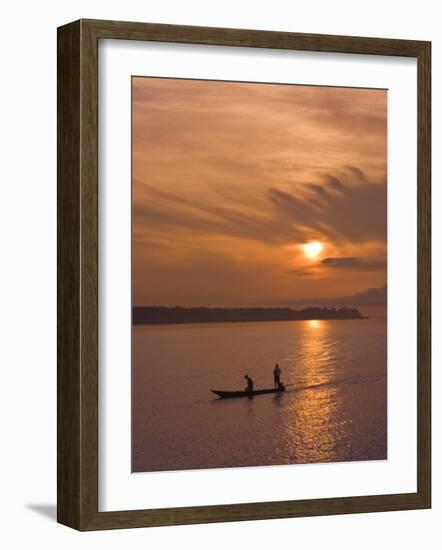 Fishermen at Sunset on the Amazon River, Brazil, South America-Nico Tondini-Framed Photographic Print