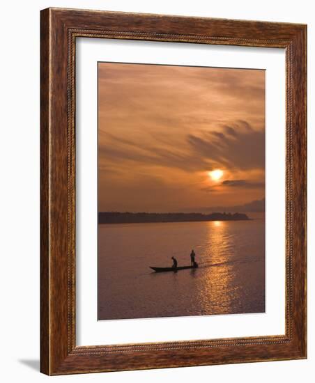 Fishermen at Sunset on the Amazon River, Brazil, South America-Nico Tondini-Framed Photographic Print