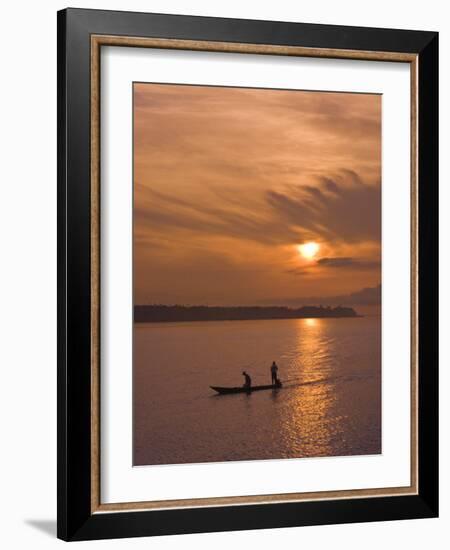 Fishermen at Sunset on the Amazon River, Brazil, South America-Nico Tondini-Framed Photographic Print