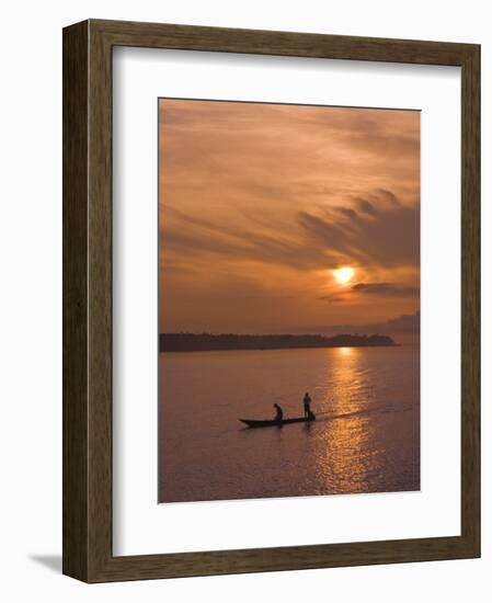 Fishermen at Sunset on the Amazon River, Brazil, South America-Nico Tondini-Framed Photographic Print
